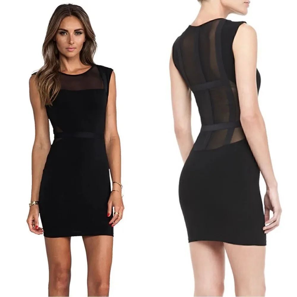 Elizabeth and James Levinson Mini Back Dress Sheer Panel Size M